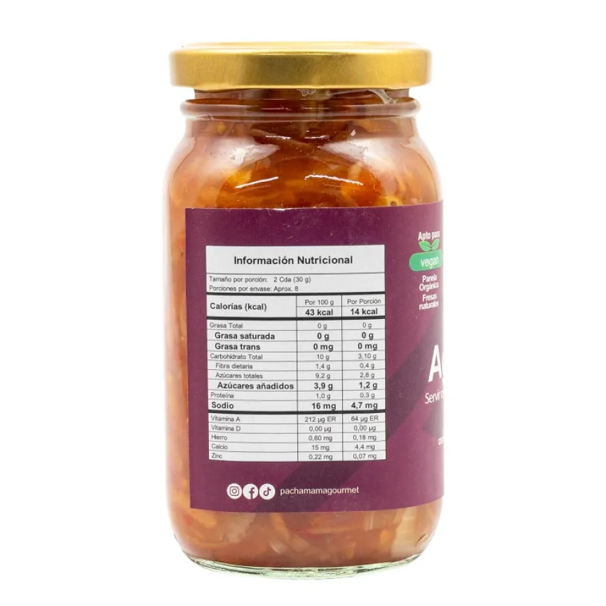Aderezo Agridulce con Fresas y Panela Orgánica 240 gr