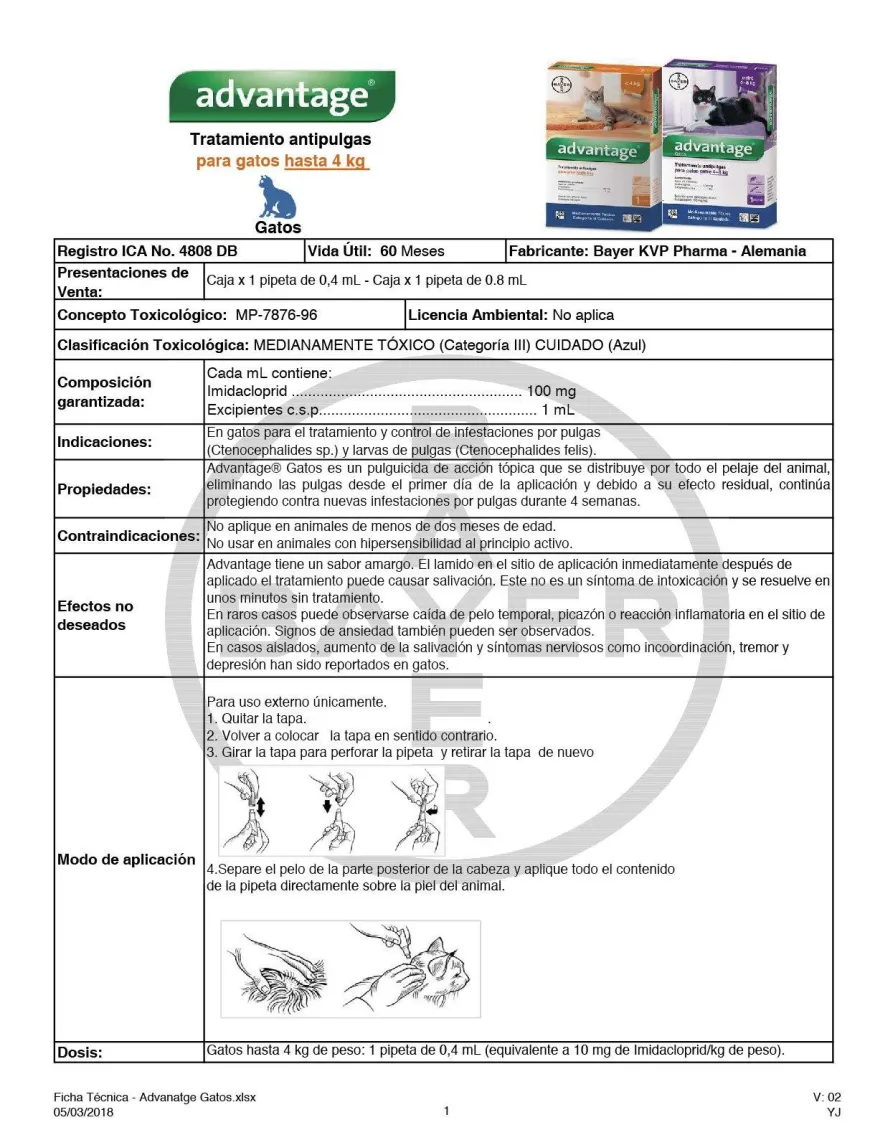 Advantage Gatos | Farmacia Animales y Mascotas | Tierragro Colombia