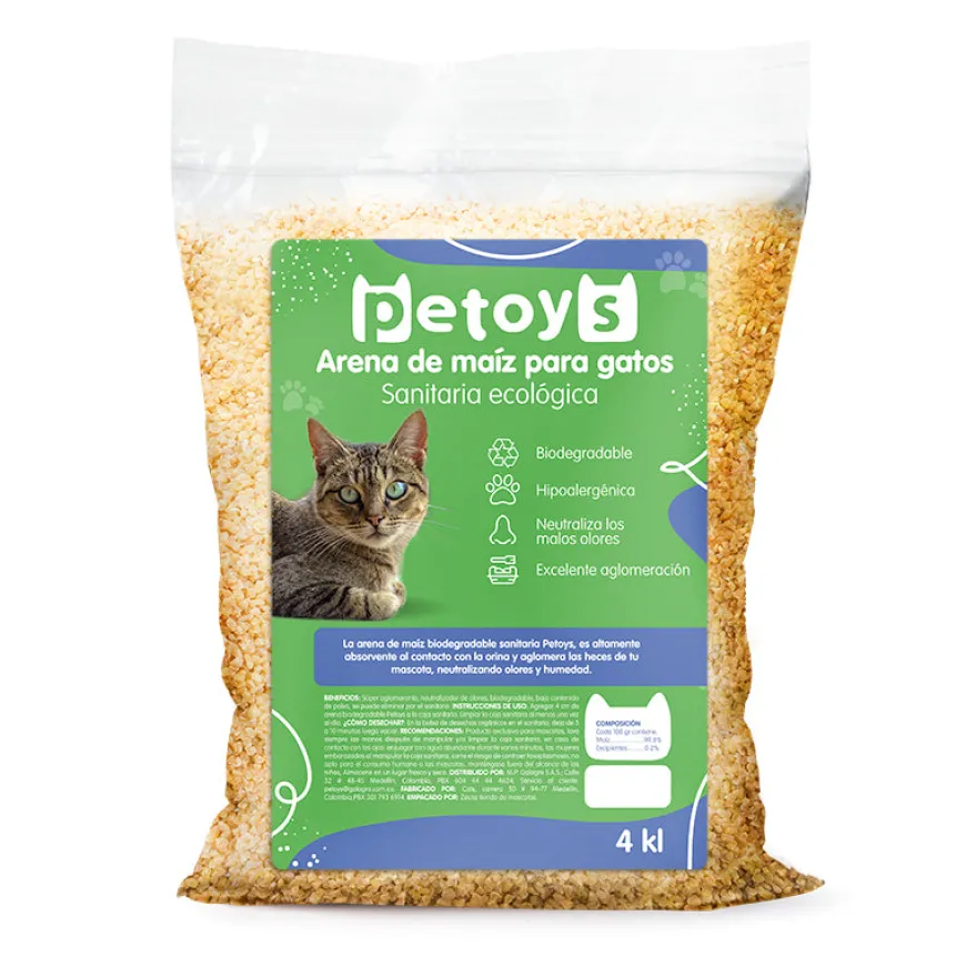 Arena para Gatos de Maíz Petoys Ecológica y Control de Olores