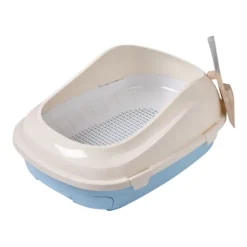 Arenera Azul con Cajón Rejilla y Pala para gatos