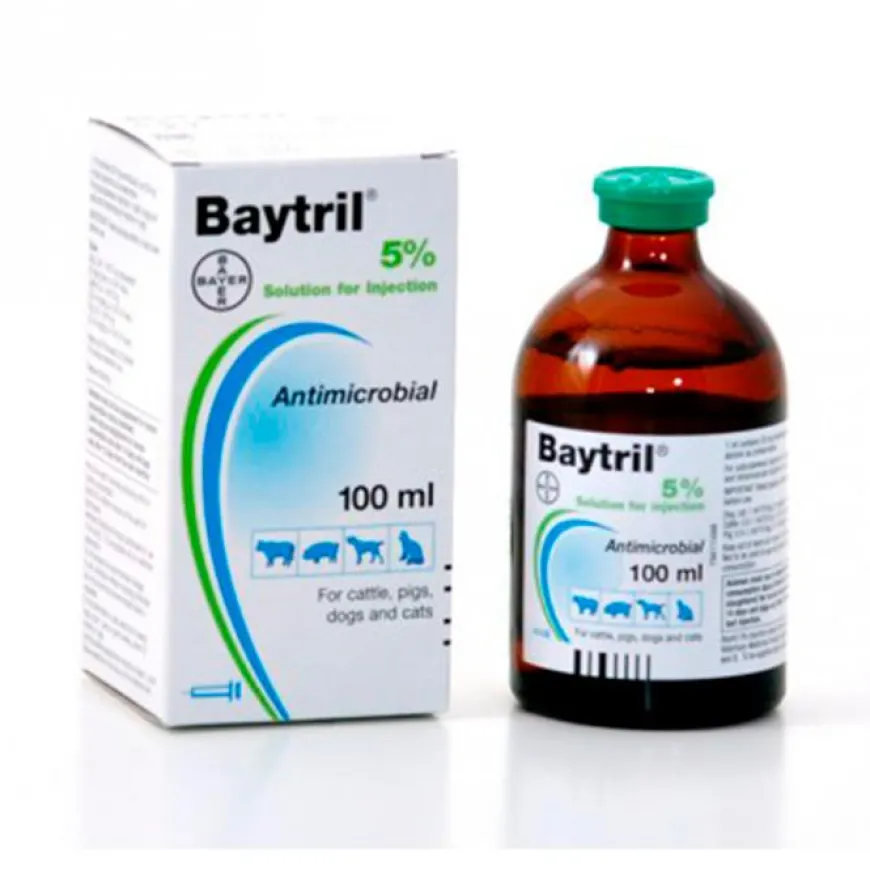 Baytril 5% Inyectable x 100 ml | Farmacia Animales y Mascotas | Tierragro Colombia