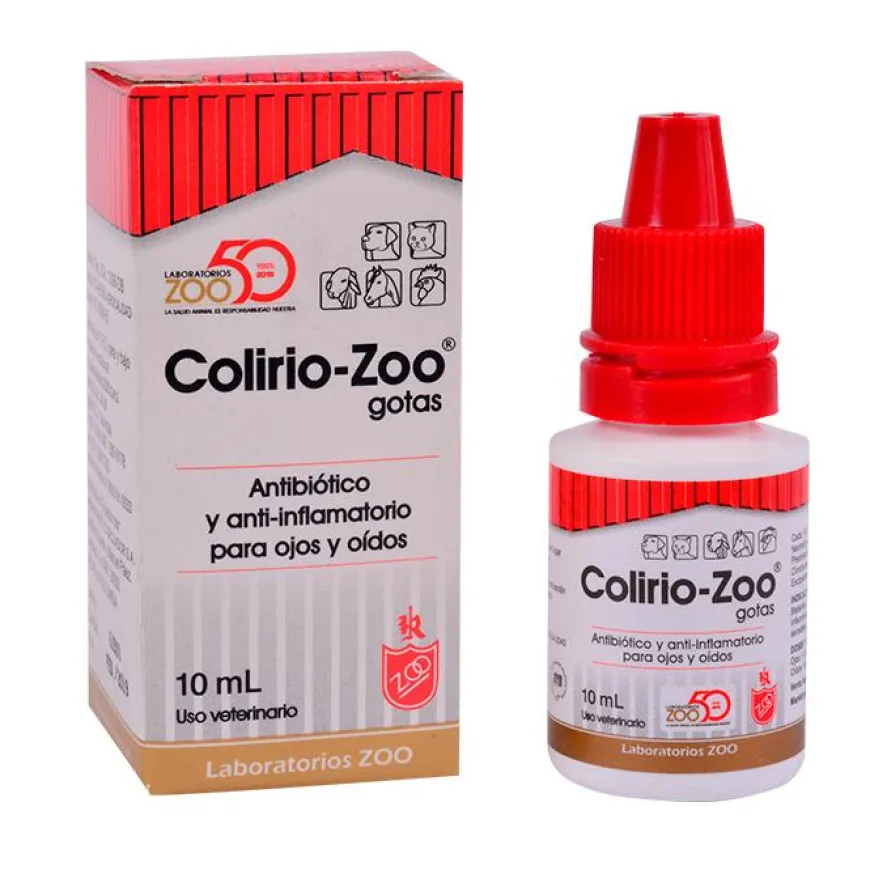 Colirio-Zoo Gotas 10 mL. Antibiótico y antiinflamatorio para mascotas