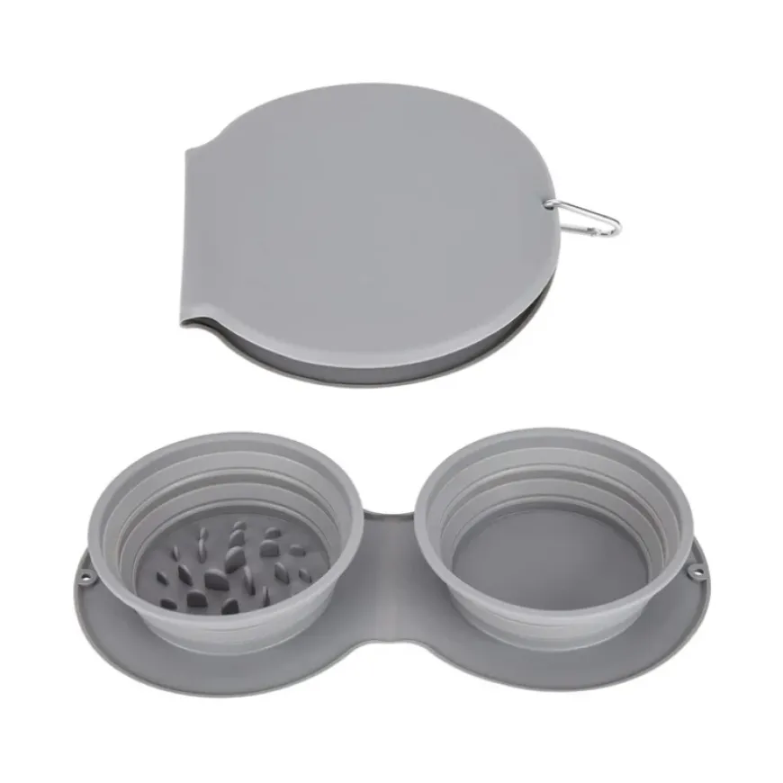 Comedero y Bebedero Doble Plegable para perros y gatos