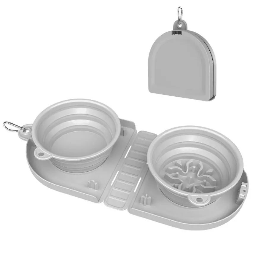 Comedero y Bebedero Doble Plegable para perros y gatos