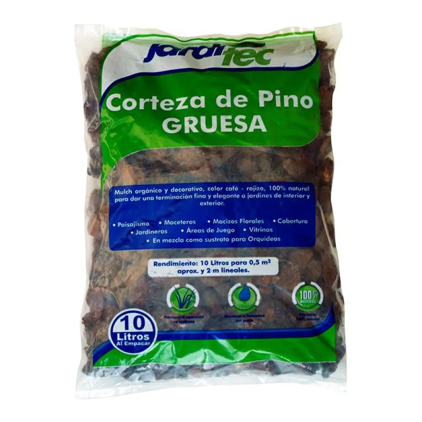 Corteza De Pino Gruesa 10 Lt Control de Malezas y Decoración Natural