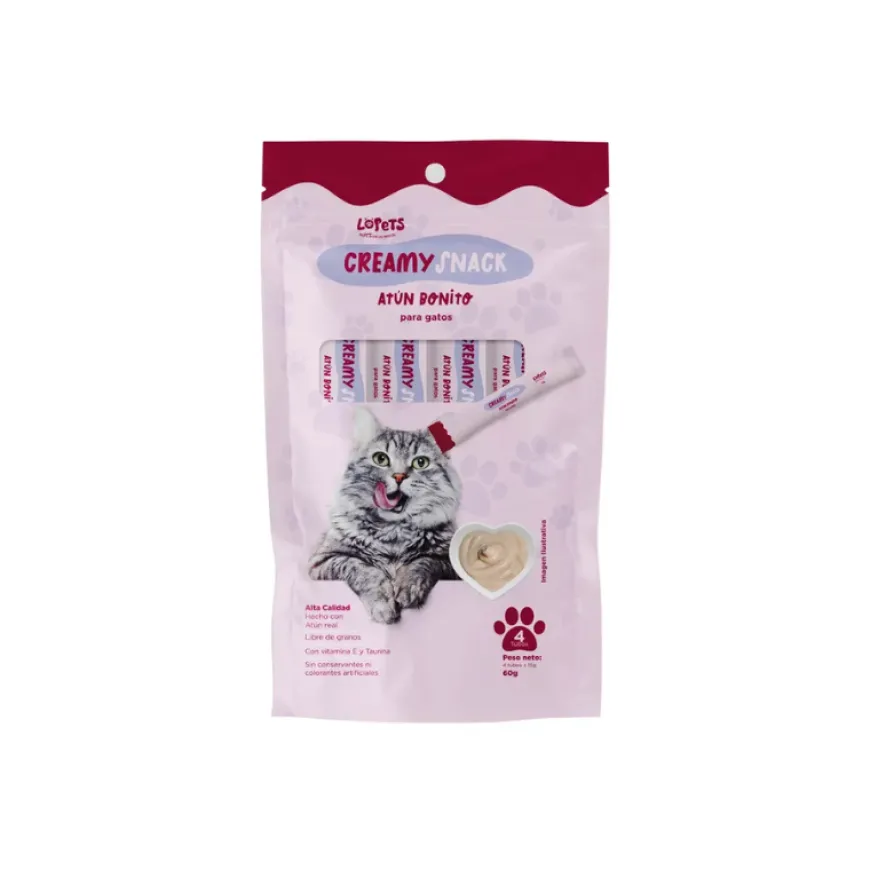 Creamy Snack Gato Atún Bonito 4 x 15 g saludable y delicioso