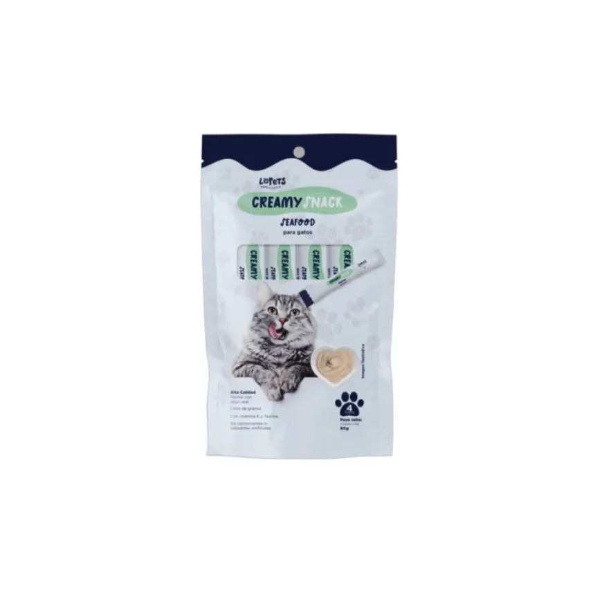 Creamy Snack Sea Food 4 x 15 g para gatos sabor mariscos
