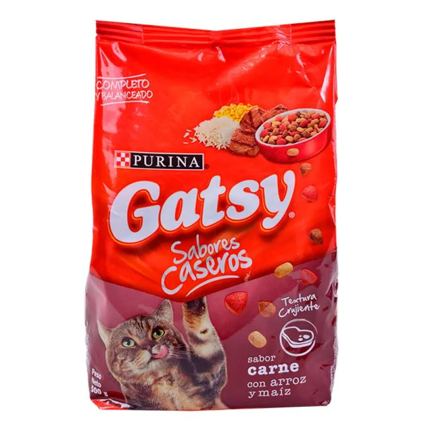 Gatsy carne, arroz y maíz x 500 gr | Nutrición Mascotas y Animales | Tierragro Colombia