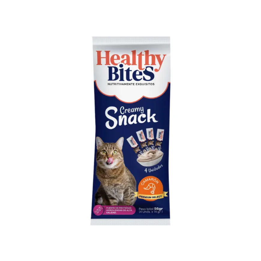 Healthy Bites Cream Gato Camarón 56g Suplemento Nutritivo para Gatos