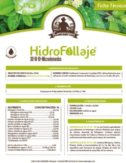 HidroFollaje 30-10-10 | Fertilizantes Agro | Tierragro Colombia