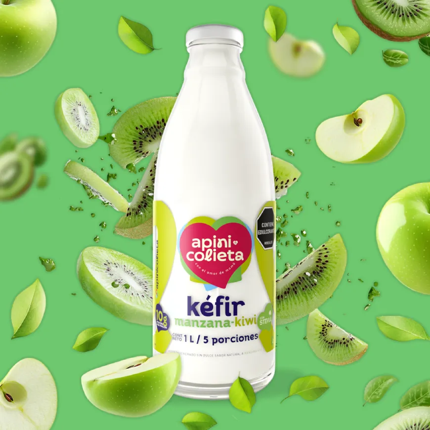 kéfir natural manzana kiwi x 1000 ml probiótico y refrescante