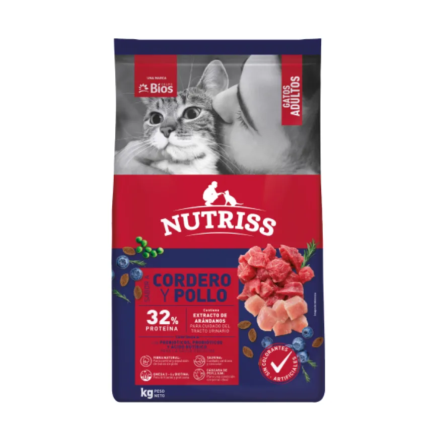 Nutriss Gatos Adultos Sabor Cordero y Pollo Alimento Seco para Gatos